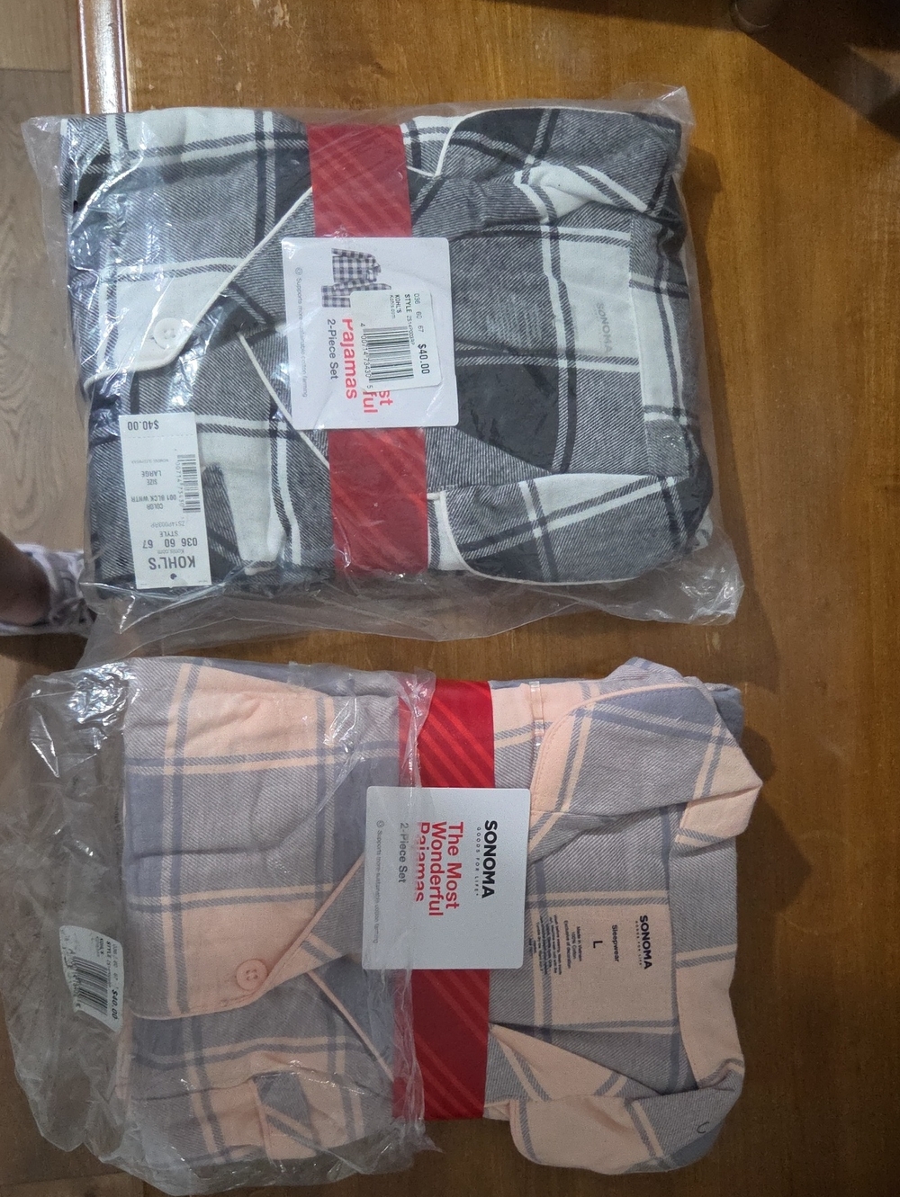 SONOMA Women’s Pink & Gray Plaid Pajama Set And Black & White Plaid Pajama Set